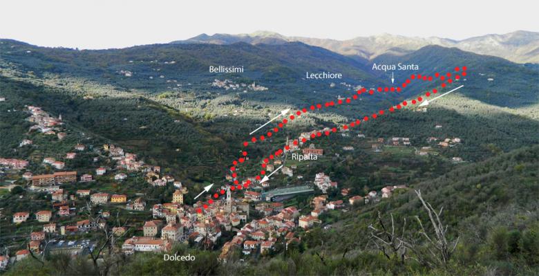 Panoramabild der Wanderung Dolcedo - Acqua Santa